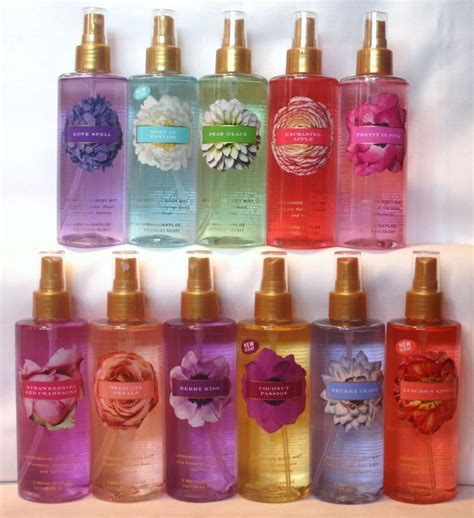 different types of body sprays.